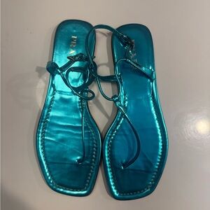 Prada Women's Metallic Blue Sandals